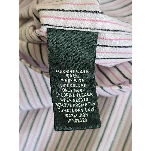 Lauren Ralph Lauren Shirt Womens M Pink Stripe Button Down Non Iron - Picture 11 of 12
